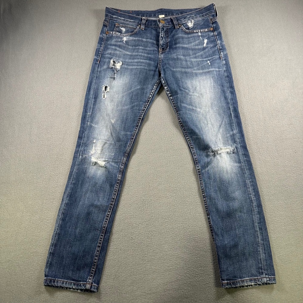 Banana Republic Distressed Skinny Jeans Mens 28 Medium Wash Blue Denim Frayed